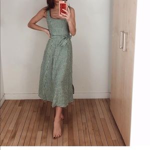 Reformation green gingham wrap dress